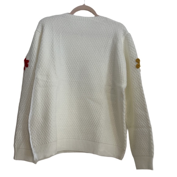 Ecosunny Flower Appliqué Textured Knit Sweater NWOT XL - Picture 4 of 9
